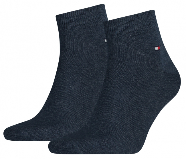 2 Paar Tommy Hilfiger Herren - Basic Baumwoll Quarter - Jeansmelange